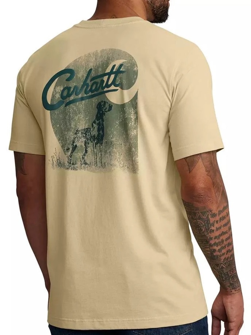 Carhartt | Yellow Relaxed Fit Lightweight Dog Graphic Pocket TShirt | Size Large